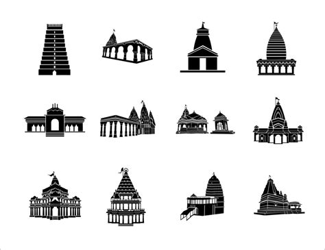 12 Lord Shiv Jyotirlingas Temple Vector Icons 19620197 Vector Art At