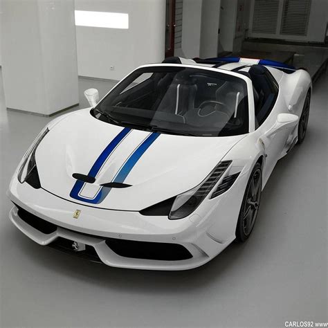 Ferrari 458 Speciale Aperta Painted In Bianco W Blue And White Stripes