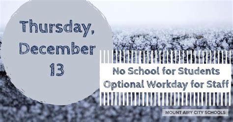 Thursday December 13 No School For Students Mount Airy City Schools