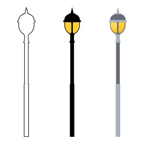 Set Of Street Lights Cartoon Isolated On White Background Modern And