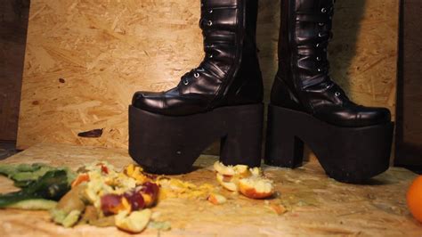 sexy goth girl crush fruits in platform heel boots youtube