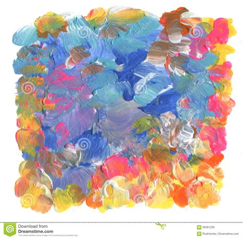 Abstract Color Acrylic Brush Strokes Paint Isolated Frame Stock Photo