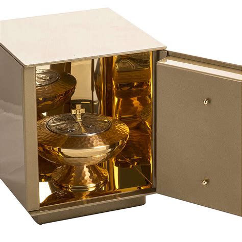 Altar Tabernacle With Last Supper In Gold Plated Bronze Iron Box