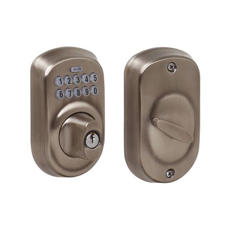 Schlage Plymouth Antique Pewter Keypad Electronic Deadbolt Be365 Ply