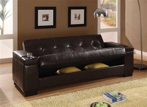 Faux Leather Convertible Sofa Sleeper With Storage 300143 From Coaster