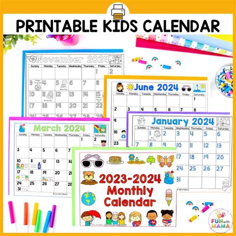Kids Calendar Printable Fun With Mama
