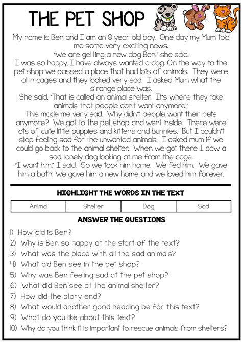 This Reading Comprehension Passage Is Designed To Help Children To