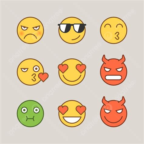 Funny Stickers With Emoticons Of Angry Demons Kisses Nausea Love And