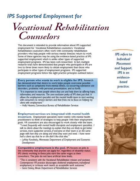Ips Supported Employment For Vocational Rehabilitation Counselors The