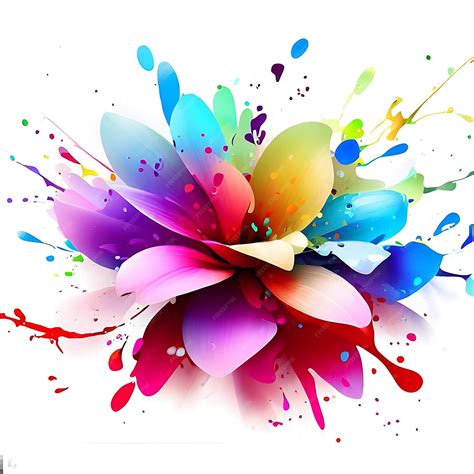 Premium Ai Image Abstract Color Splash And Isolated Flower Illustration