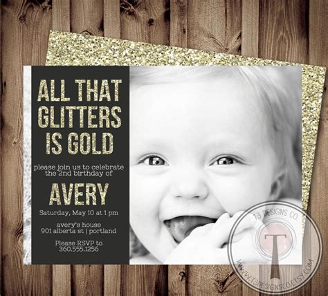 All That Glitters Is Gold Birthday Invitation Glitter Etsy
