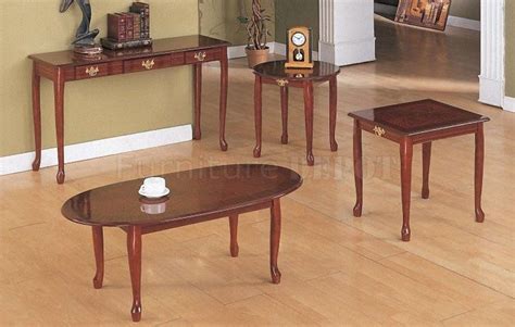 Cherry Wood Finish Traditional Classic 3pc Coffee Table Set Coffee