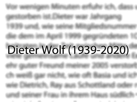 Und eins muss man ihm dabei schon lassen: Dieter Wolf (1939-2020) | 100MC