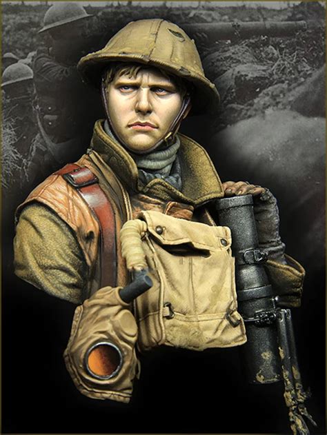 Unpainted Kit 110 European Soldier In World War With Mask Bust Figure