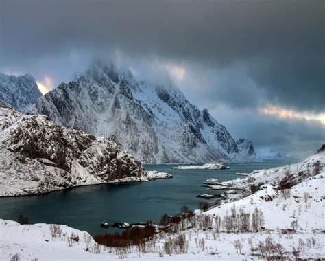 Beautiful Scenic View Of Lofoten Islands In Winter Norway Stock Photo
