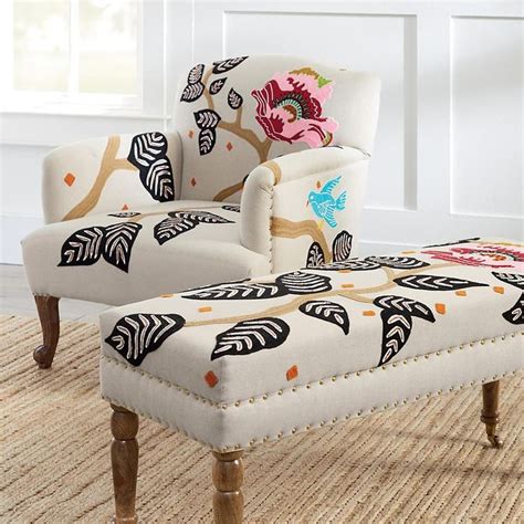 Linnet Embroidered Chair And Bench Grandin Road Chic Accent Chairs