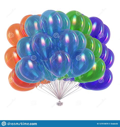 Colorful Helium Balloon Bunch Happy Birthday Holiday Party