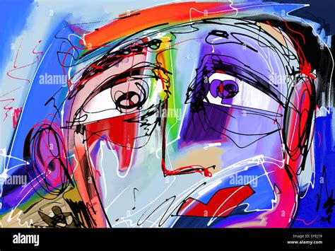 Abstract Digital Painting Of Human Face Stock Photo Alamy