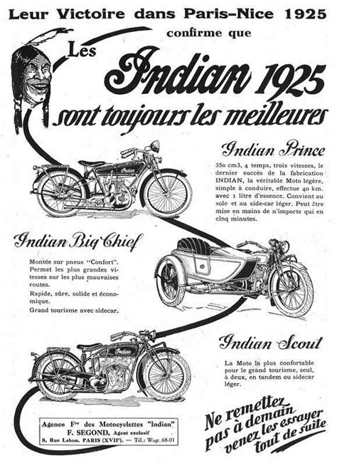 Les Motos Indian Les Publicités Dantan Indian Motorcycle Indian