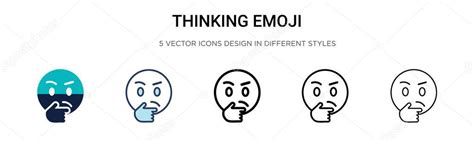 Icono Emoji De Pensamiento En Línea Llena Delgada Contorno Y Estilo
