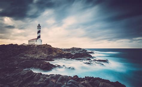 White And Black Lighthouse Sky Lighthouse Sea Coast Hd Wallpaper
