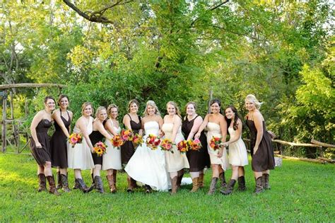Bridesmaids In Cowboy Boots Bridesmaid Rustic Wedding Bridesmaid
