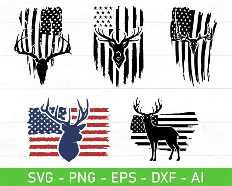 Deer Usa Flag Svg Hunting Deer Flag Svg Distressed Buck Usa Etsy