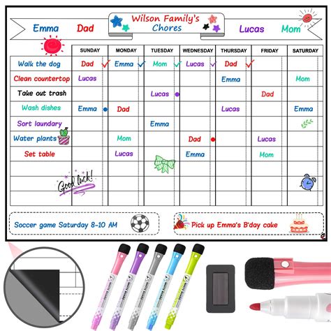 Buy Magnetic Chore Chart For Kids Teens And Adults 12 X 17 Inches Dry