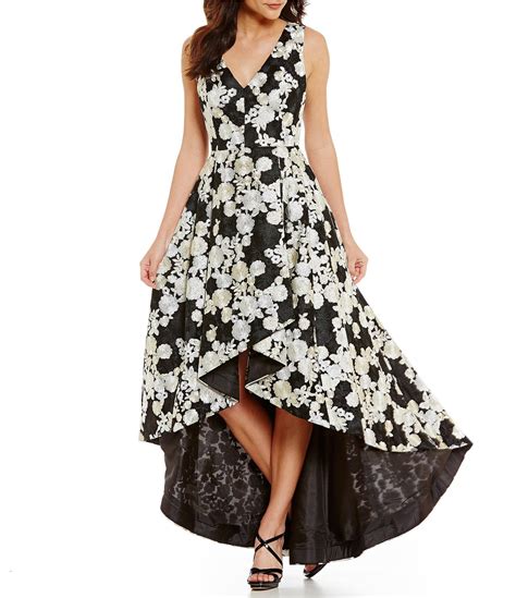 Calvin Klein Embroidered Hi Low Gown In Black Lyst