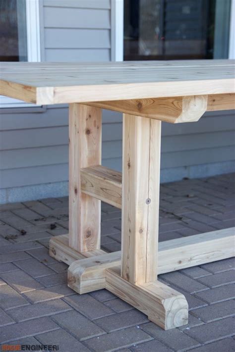 Here's a beautiful diy farmhouse table that features a stunning table along with two benches. H-Leg Dining Table » Rogue Engineer | Diy dining table ...