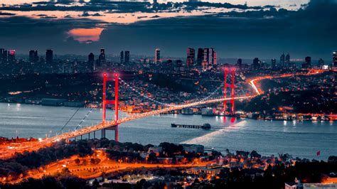 Istanbul Bosphorus Bridge And City Lights 4k Wallpaper Download