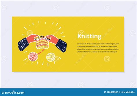 Banner Knitting Needle Template Stock Vector Illustration Of Cartoon