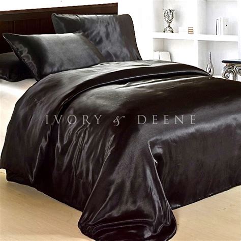 Satin Quilt Cover Luxury Black Bed Linen Sets Bed Linens Luxury