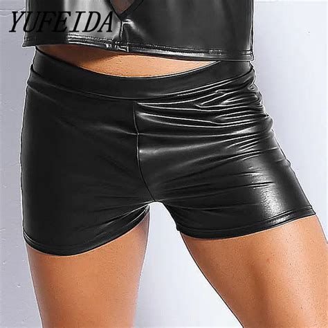 Yufeida Men S Boxer Shorts Faux Leather Black Pu Short Pants Underpants For Men Male Sexy Boxers