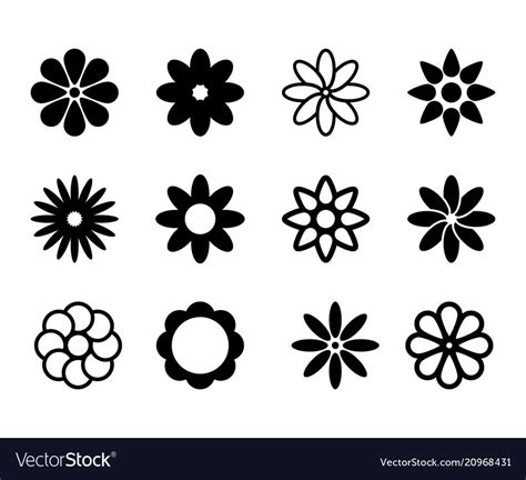 Simple Flowers Shapes Royalty Free Vector Image