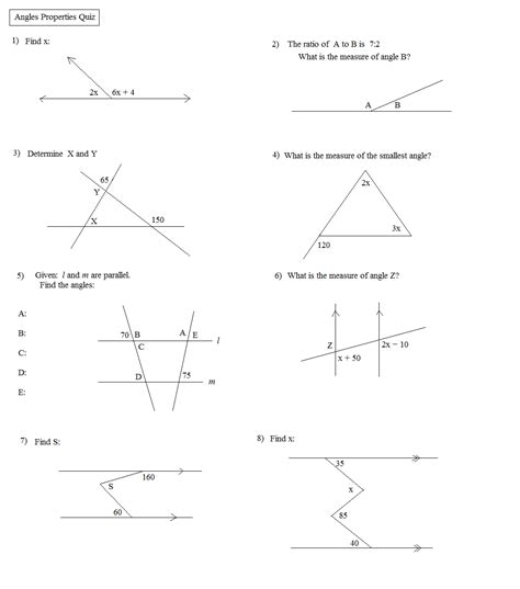Angle Theorems Worksheet