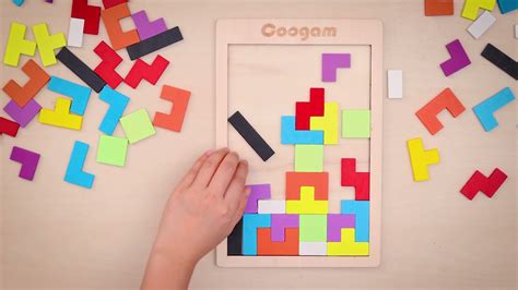 Amazon Com Coogam Wooden Blocks Puzzle Brain Teasers Toy Tangram Jigsaw