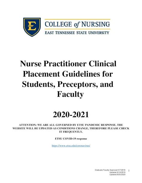 Pdf Nurse Practitioner Clinical Placement Guidelines For Oupub