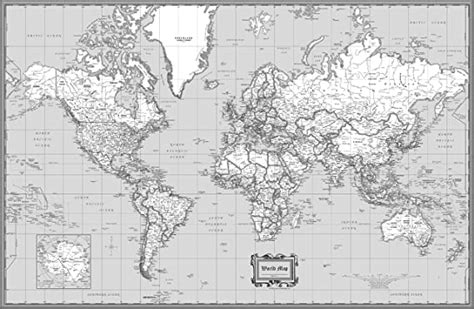 Coolowlmaps World Wall Map Classic Black Office Products