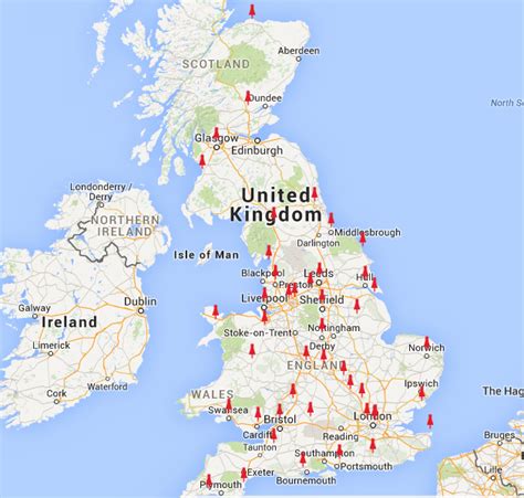 Mapa Anglii Z Miastami | Mapa