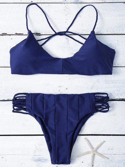 strappy criss cross bikini bathing suit purplish blue bikinis s zaful