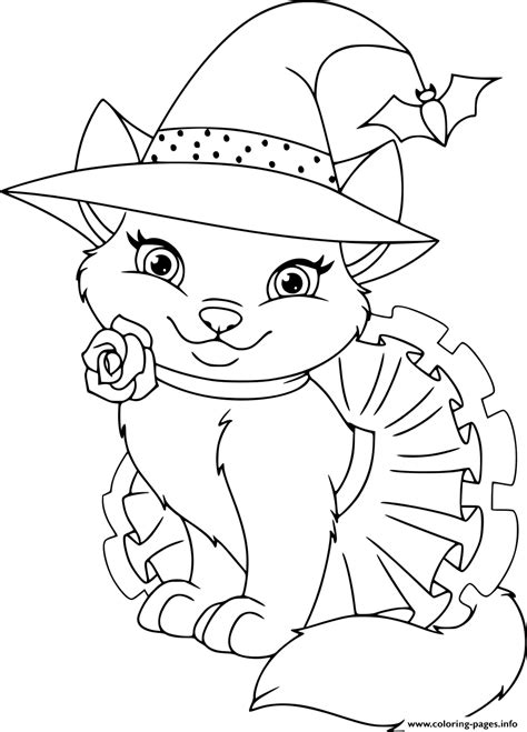 Access free halloween coloring pages right here! Cat Witch Halloween Coloring Pages Printable