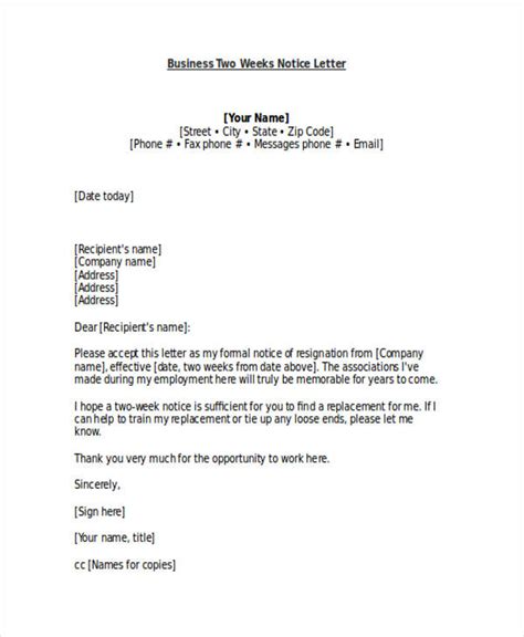 Two Weeks Notice Letter 21 Examples Format Sample Examples