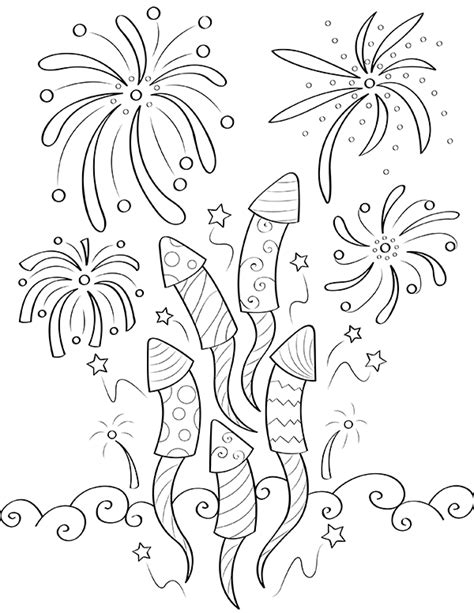 Printable Fireworks Coloring Page