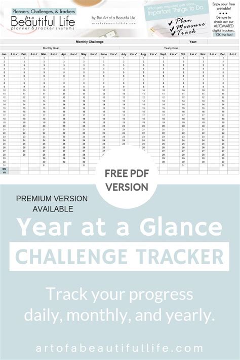 365 Day Challenge Tracks Daily Monthly And Yearly Progress Fun For