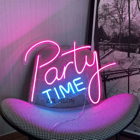 Custom Neon Sign Party Time Led Neon Signs Wedding Birthday Etsy