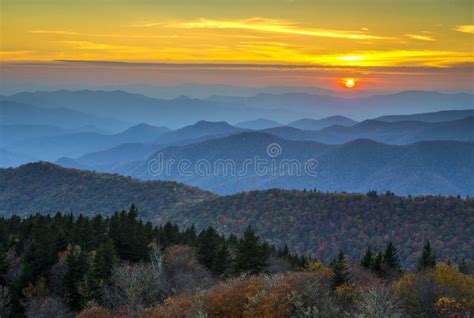 Blue Ridge Parkway Autumn Appalachian Mountains Sunset Western Nc Stock