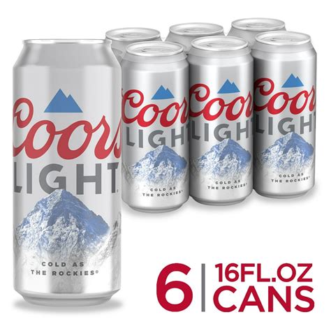 Coors Light Beer Light Lager Beer 6 Pack Beer 16 Fl Oz Cans 42