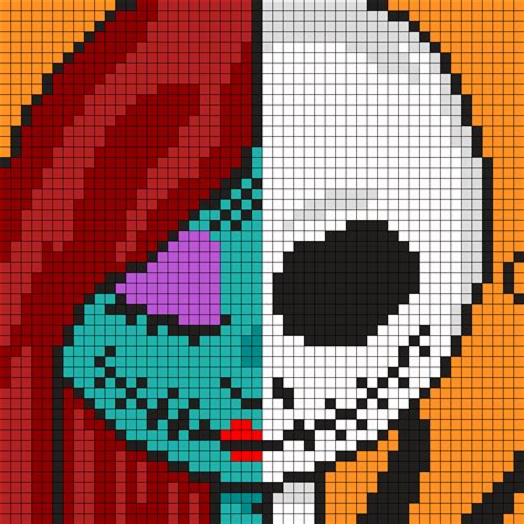 Jack And Sally Halves For Square Perler Bead Pattern Bead Sprites