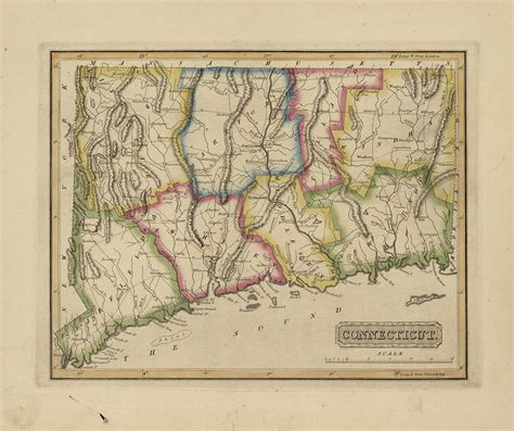 Antique Map Of Connecticut Painting By Fielding Lucas Fine Art America